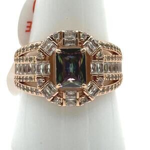 Bomb Party Rose Gold Alexandrite & CZ Ring - Size 10